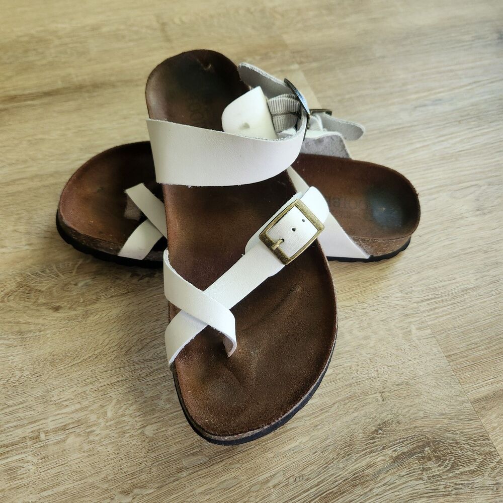 White Mountain Gracie Leather Footbed Sandals White 7M Comfort Slingback